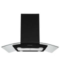 Convertible Vent Wall Mount Range Hood in Stainless Steel Black and Glass